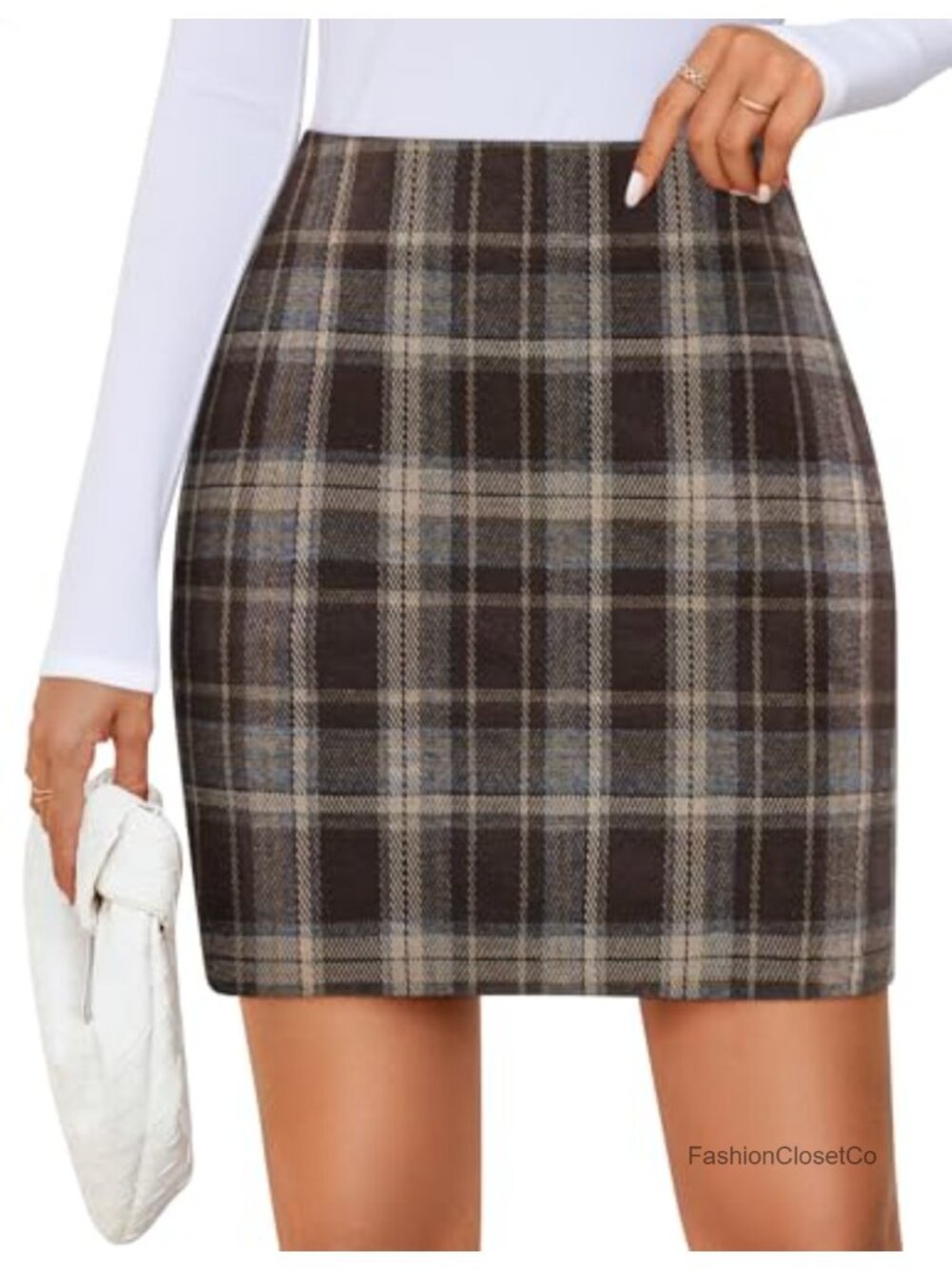 ZESICA Plaid Mini Skirt Women High Waist Bodycon Skort Fall Winter